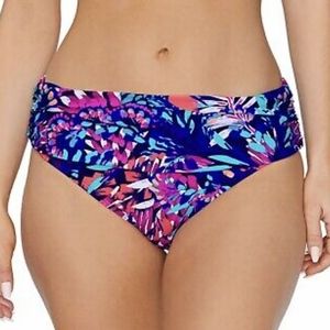 NWT Island Escape Swim Bottom Blue & Pink Tahiti, Sz 14, Womens Full Coverage